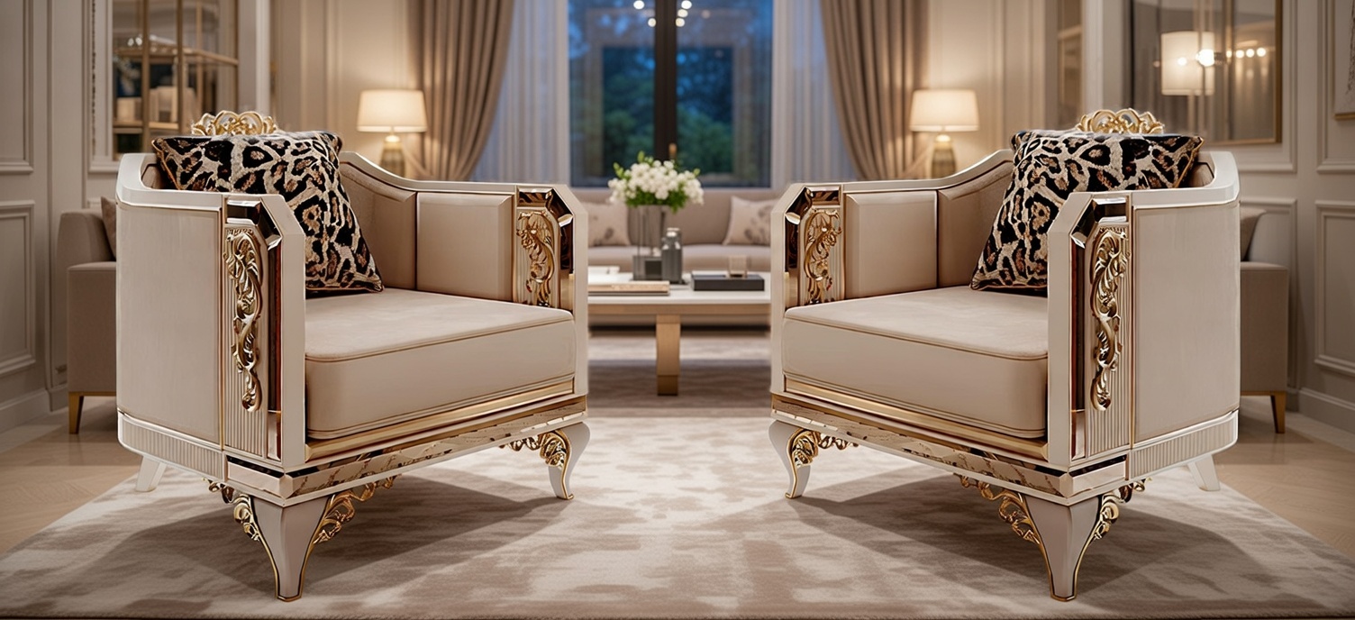 Moderner Sessel mit goldenen Details für Ihr Wohnzimmer