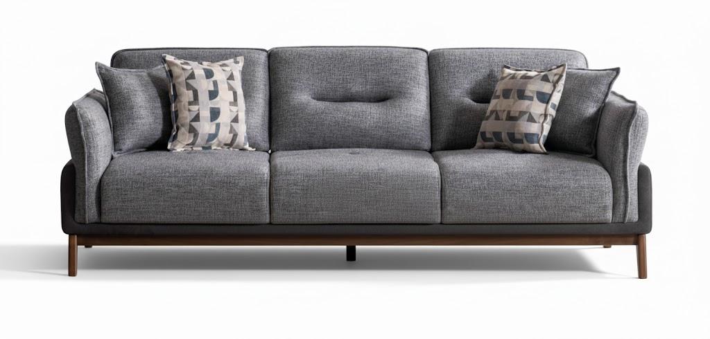 3-Sitzer-Sofa Dunkelgrau Moderner Stil Holzrahmen Weiche Armlehnen