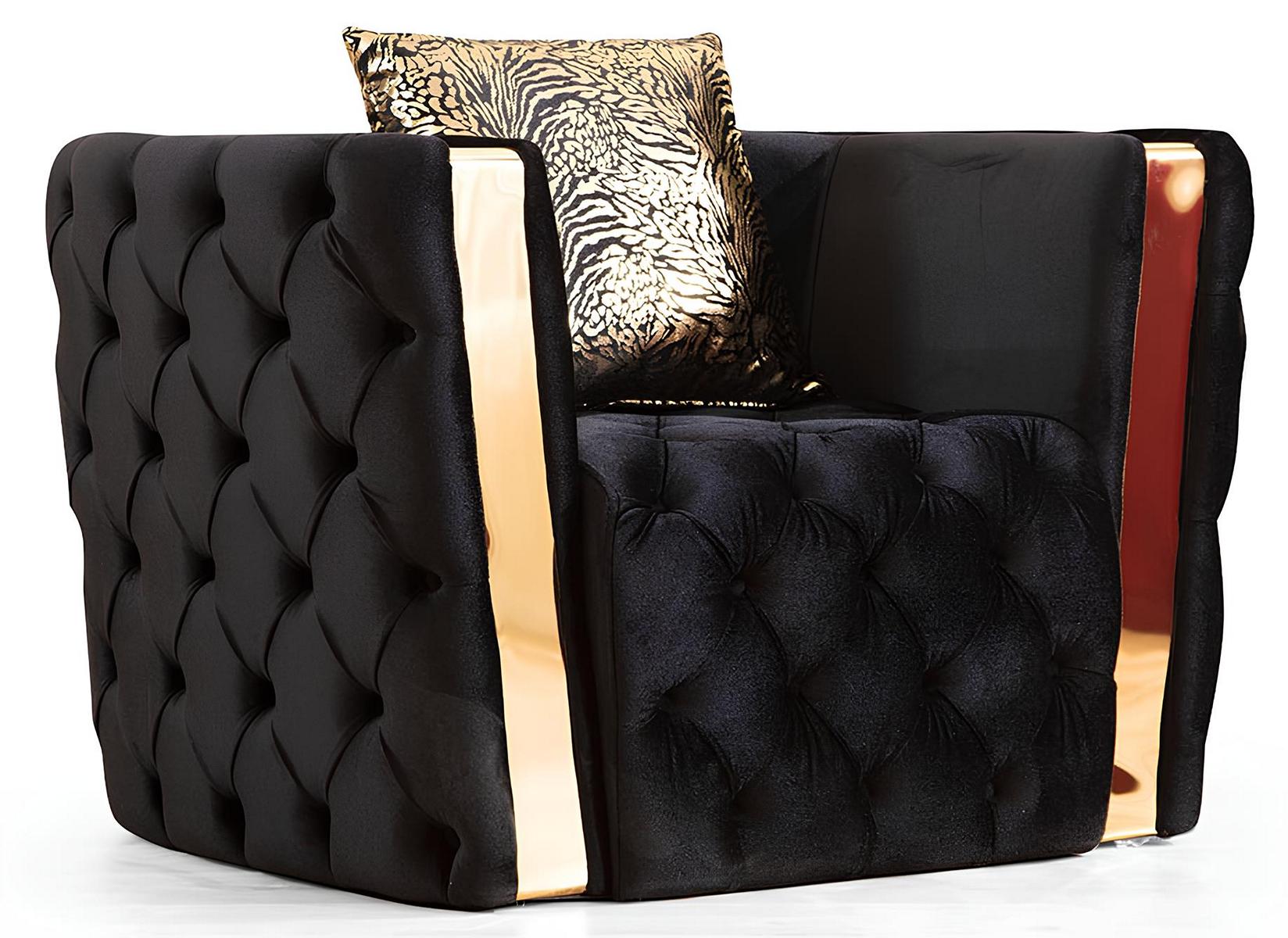 Sessel Stil modern Farbe schwarz beige weich Velours bequem Sessel
