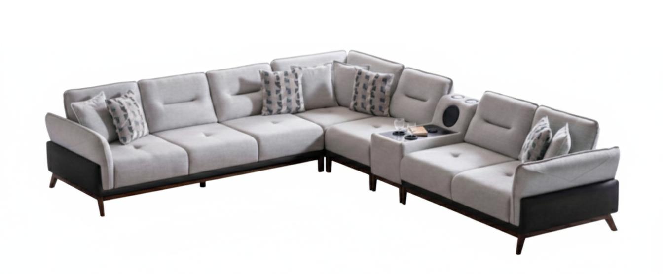 Ecksofa Weiß Farbe Moderner Stil Audiosystem Weiche Armlehnen Neu