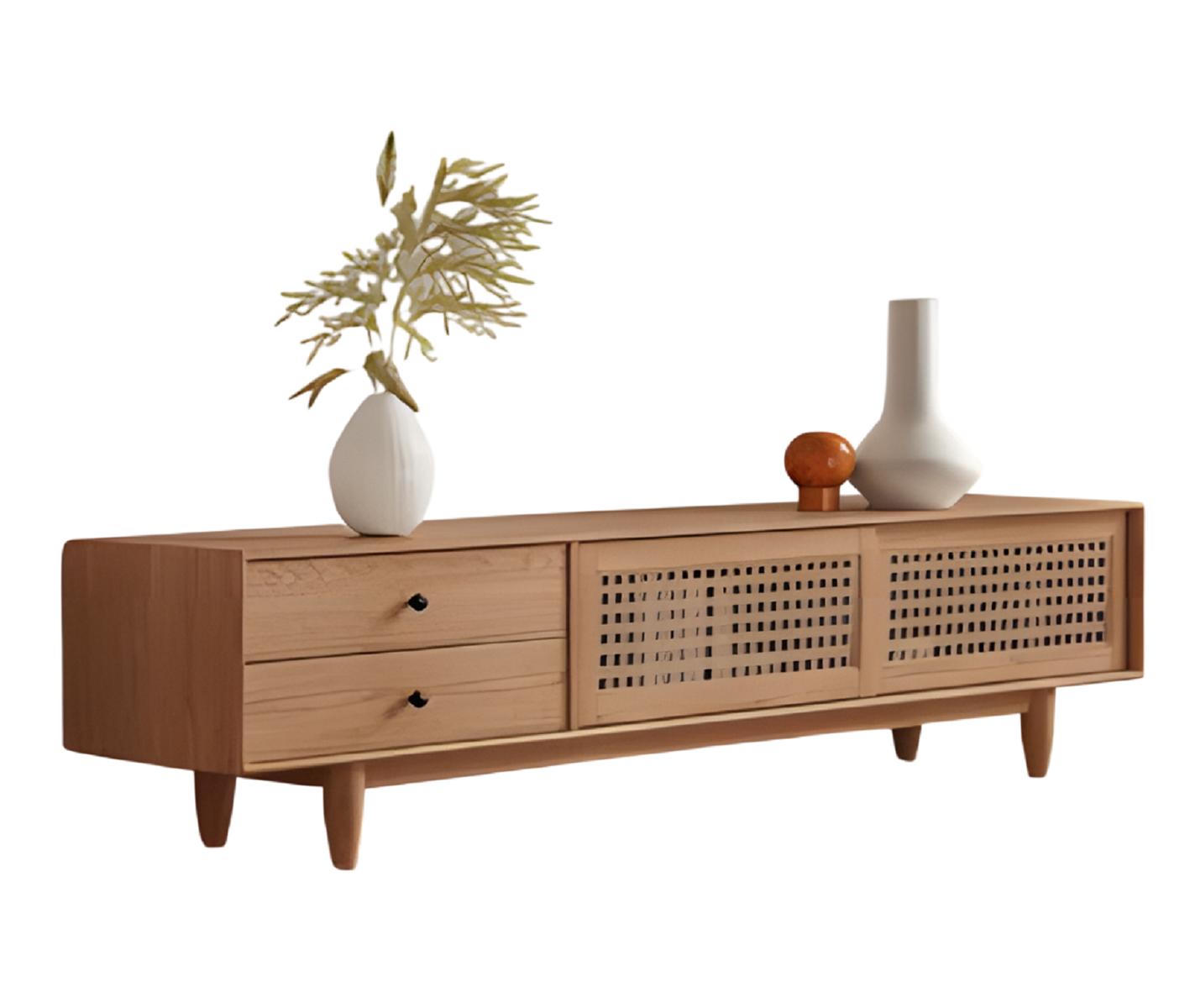 Modernes Braunes Holz Lowboard Designer TV-Sideboard Wohnzimmer Möbel