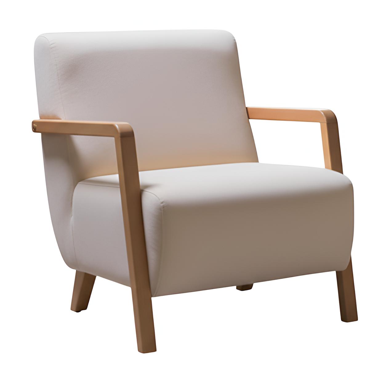 Weißer Sessel Minimalistischer Stil Modernes Interieur Holzrahmen