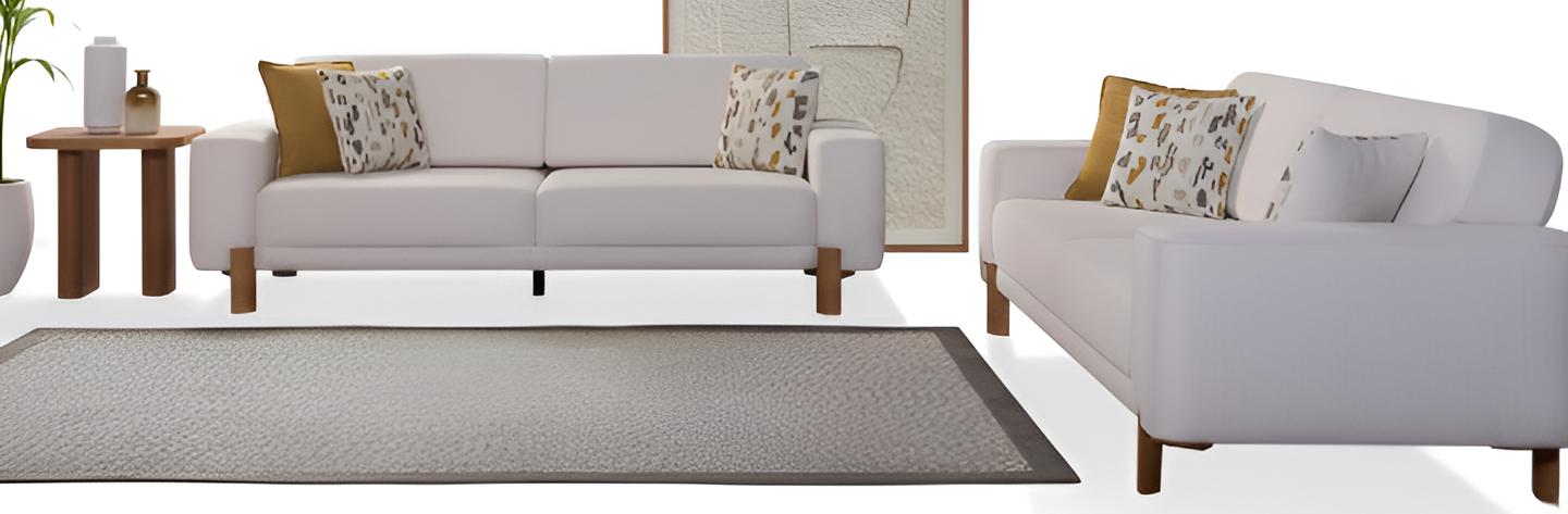 Luxuriöses Sofa-Set 3+3 Weiß Weiches Kopfteil Minimalistischer Stil