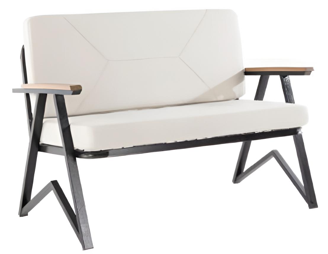 Sofa Weiß Farbe Moderner Stil Metallrahmen Holzarmlehnen Großes Sofa
