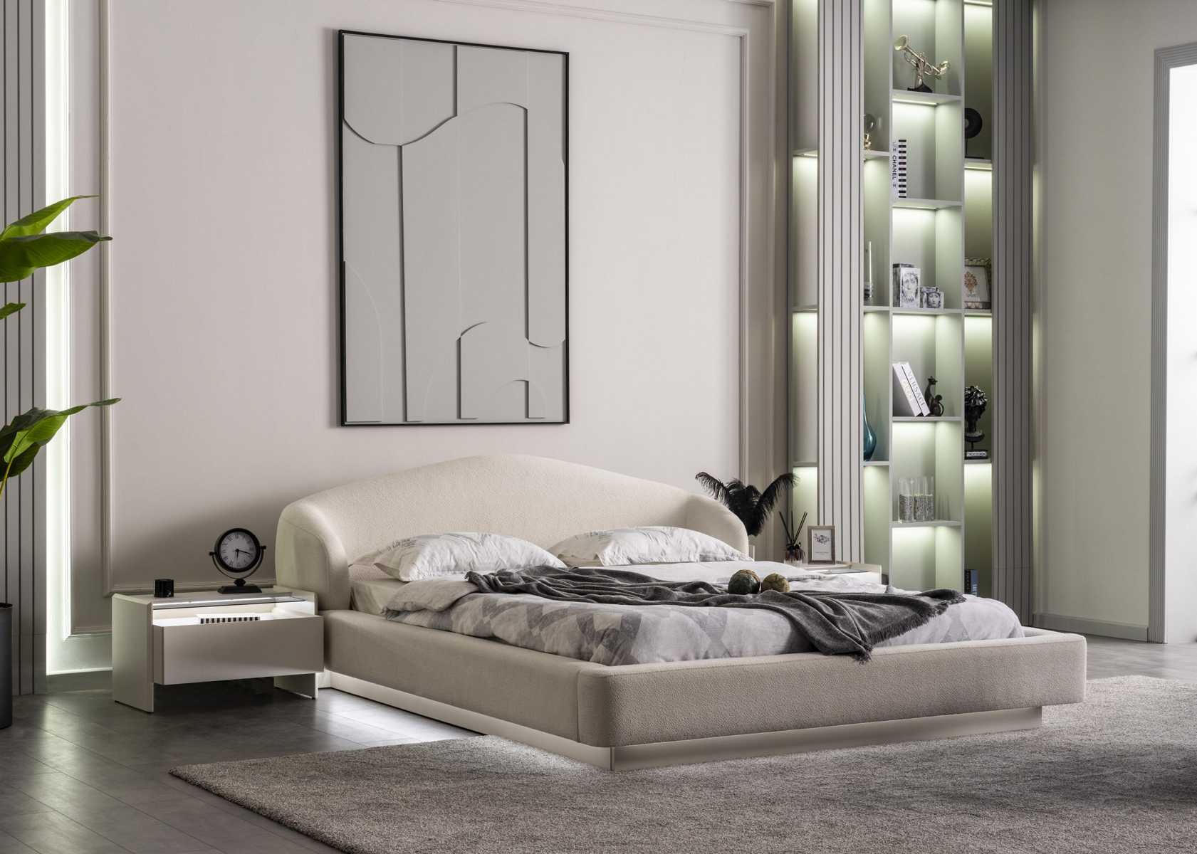 Moderne Schlafzimmer Garnitur Edles Polsterbett Schminktisch Spiegel