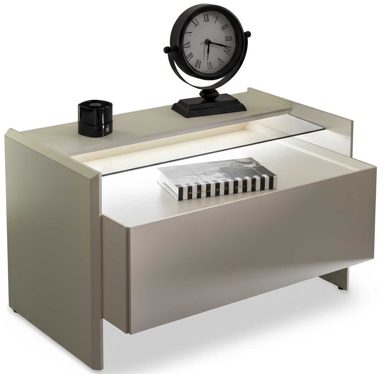 Modernes Schlafzimmermöbel Nachttisch Beige mit Stauraum