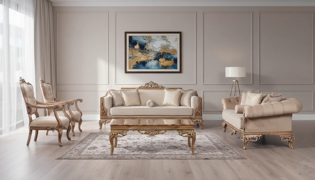 3+3+1+1-Sitzer Wohnzimmer Set mit Couchtisch im klassischen Stil