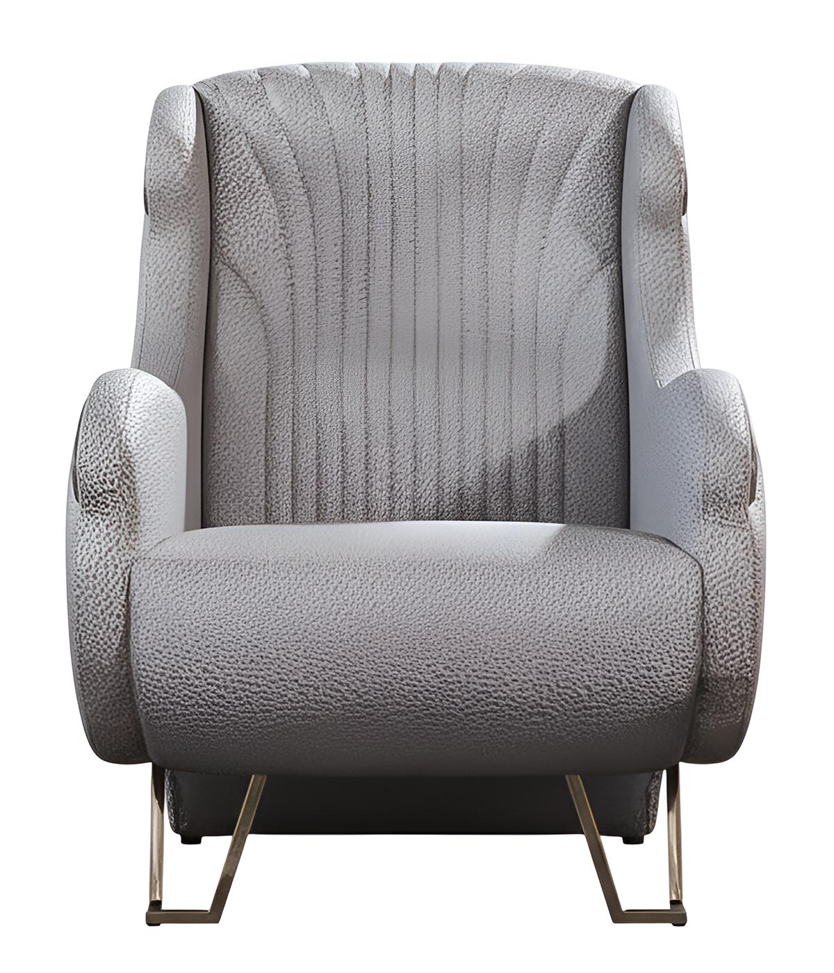 Graues Luxus-Sessel Modernes Interieur Minimalistische Stil Holzrahmen
