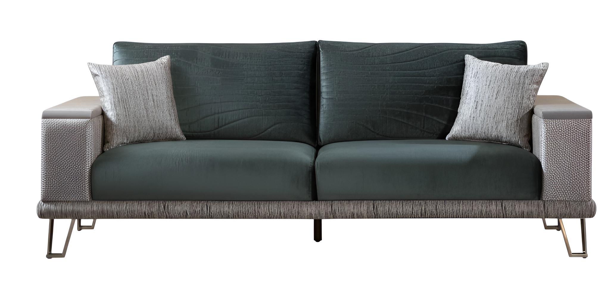 Stilvolles 3-Sitzer-Sofa Grüne Farbe Minimalistischer Stil Holzrahmen