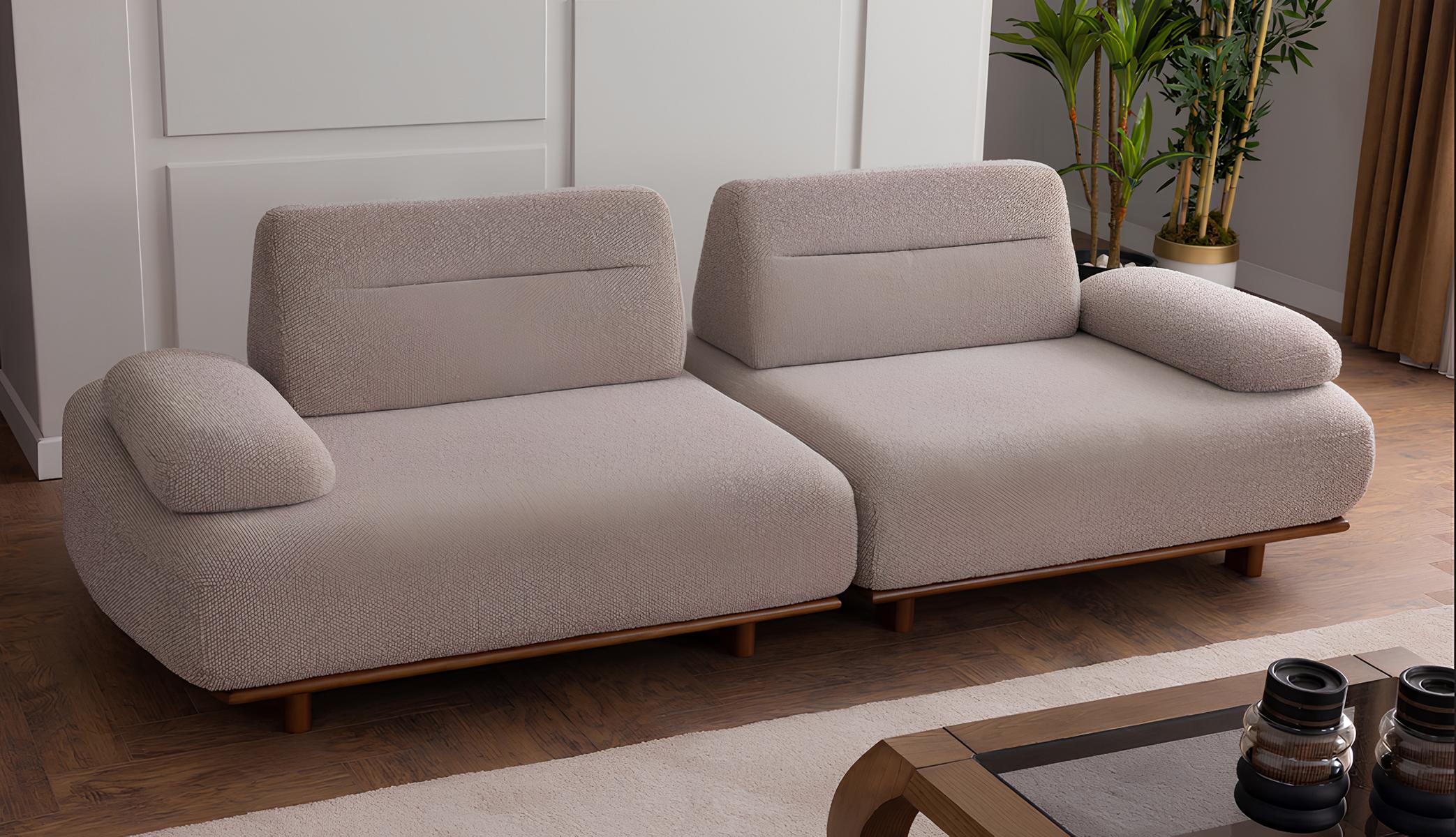 Stilvolles 3-Sitzer Sofa Beige mit voluminöser Rückenlehne und Sitzfläche
