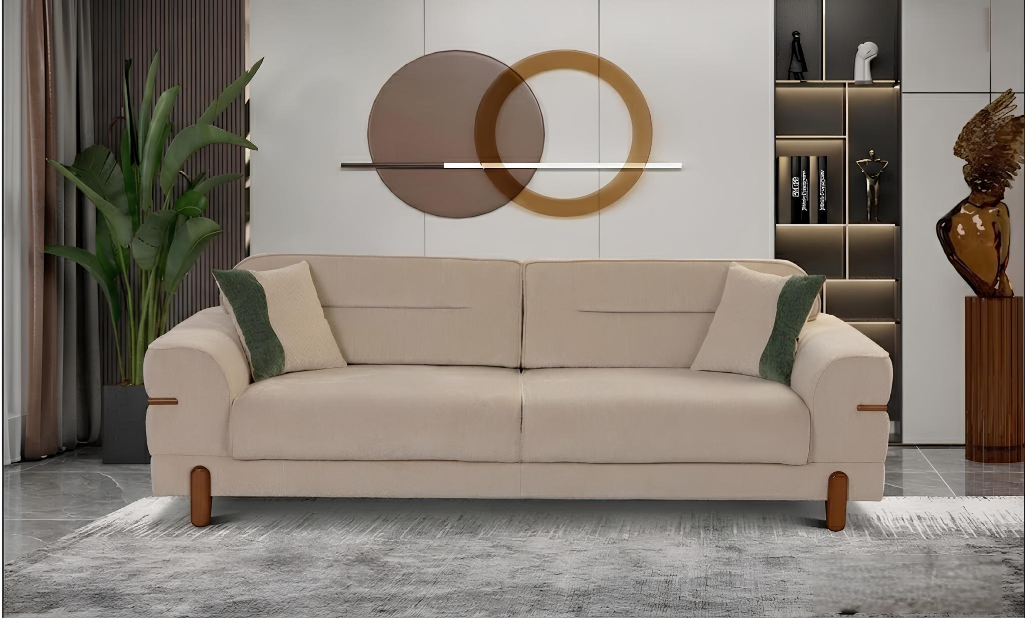 Stilvolles 3-Sitzer Sofa mit bequemer Polsterung und Holzrahmen