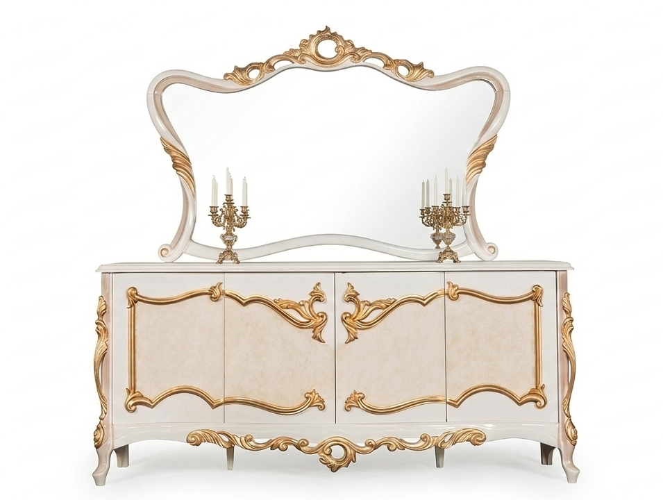 Klassisches Sideboard mit Spiegel für stilvolles Wohnambiente