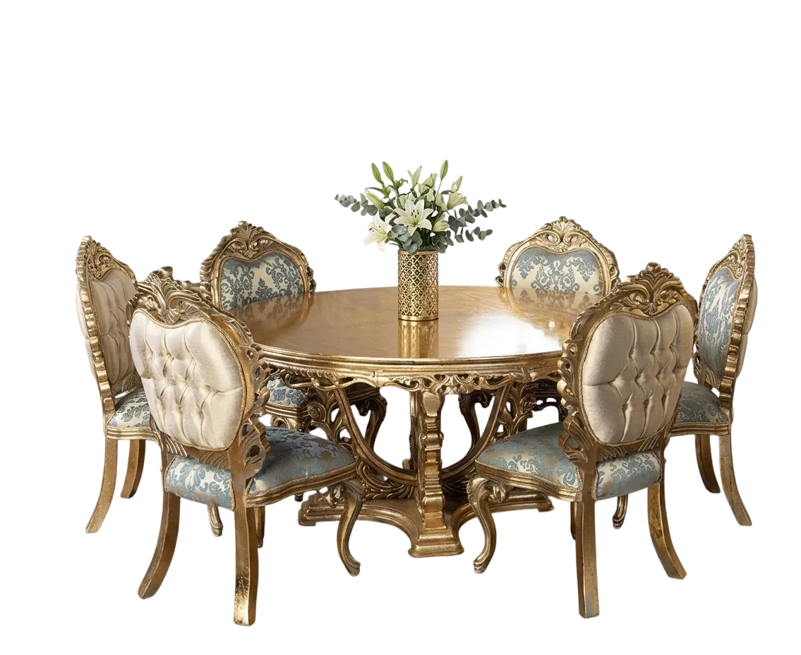 Elegantes Esszimmer-Set mit Esstisch und 6 klassischen Stühlen