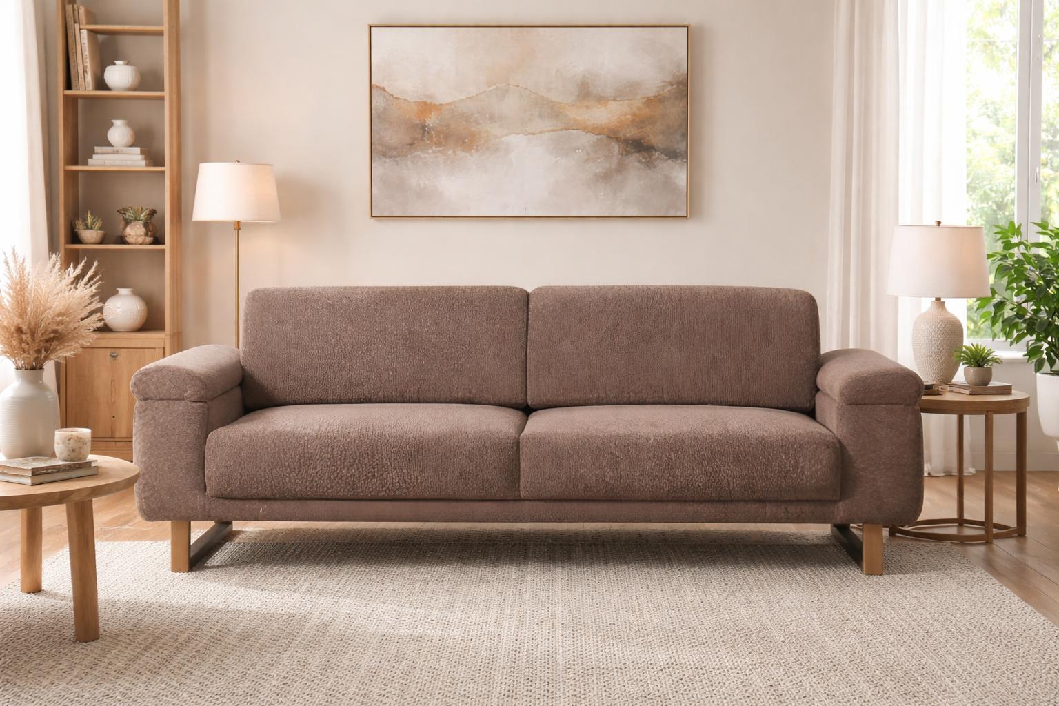 Schickes Braunes 3-Sitzer Sofa Polstercouchen Wohnzimmer Sitzmöbel