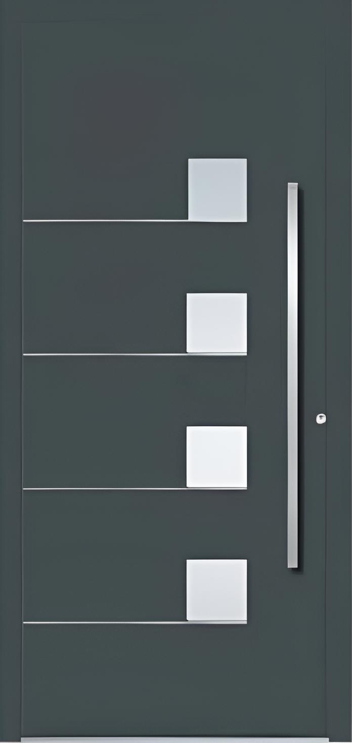 Graue Aluminium-Sicherheitstür Moderne Tür mit Glaseinsätzen Premium-Türen