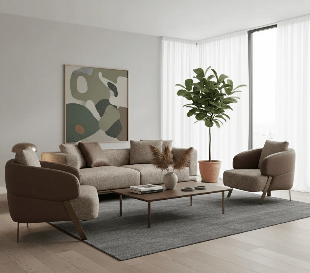 Modernes Wohnzimmer-Set mit 3+1+1 Sitzern für stilvolles Ambiente