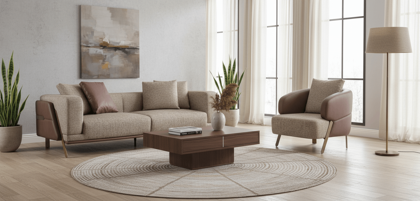 Modernes Wohnzimmer-Set mit 3+1 Sitzern im eleganten Design