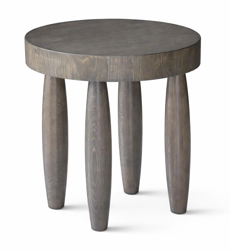 Beistelltisch Grau Moderner Stil Holzbeine Holzplatte Runder Tisch