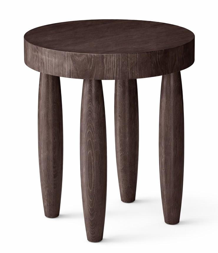 Beistelltisch Moderner Stil Braun Holzbeine Holzplatte Runder Tisch