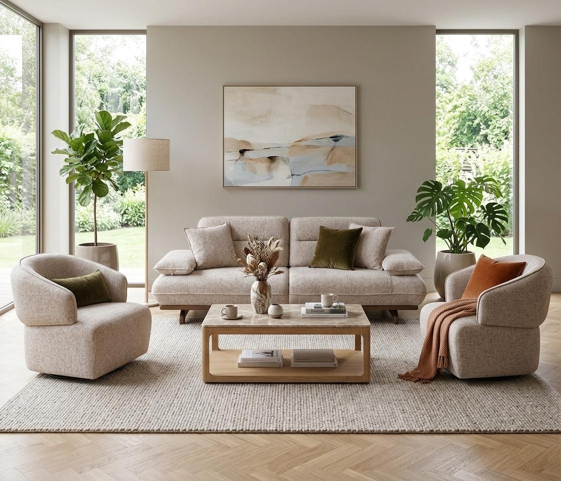 Modernes Wohnzimmer-Set mit 3+1+1-Sitzern und elegantem Design