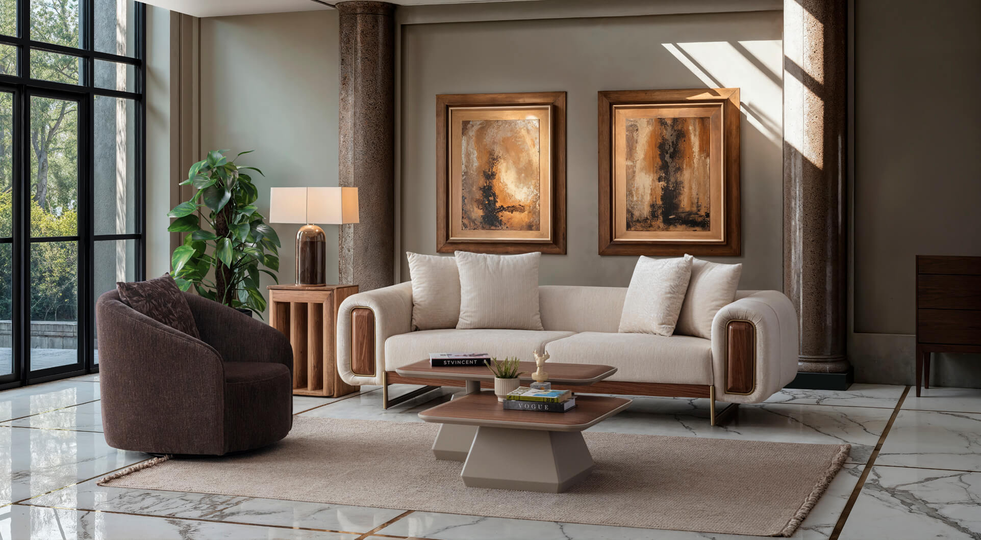 Stilvolles Wohnzimmer-Set mit 3+1 Sitzern im modernen Design