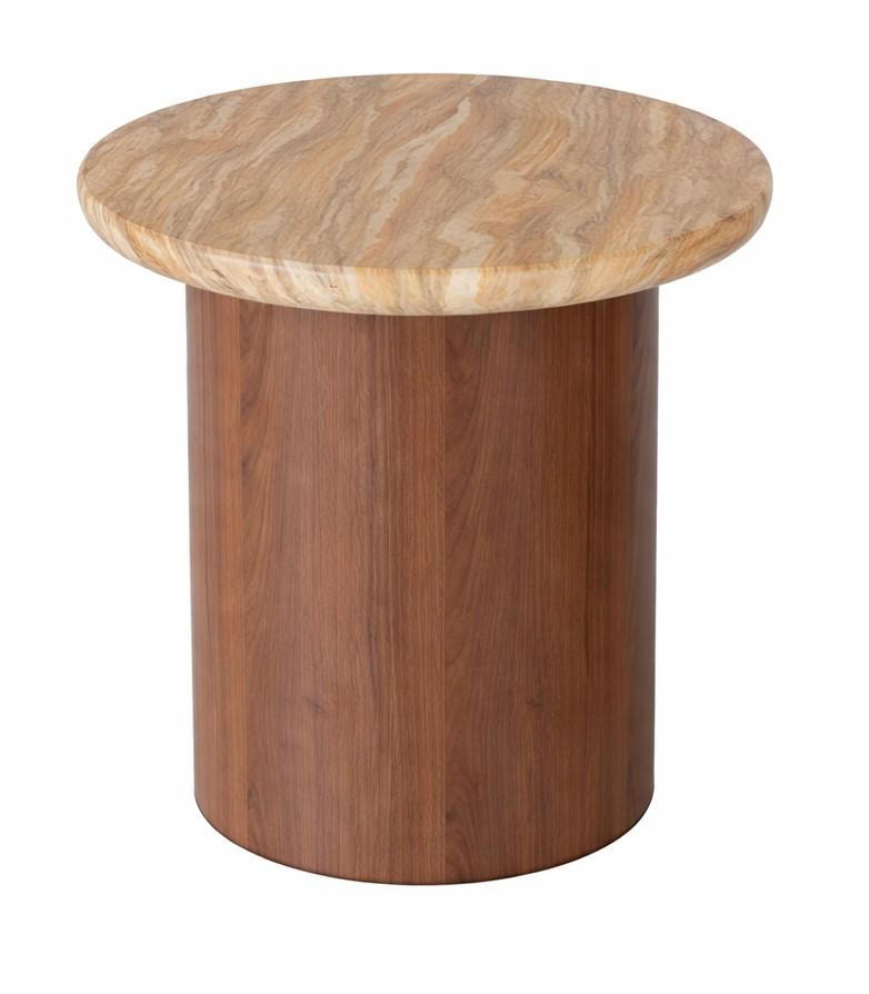 Beistelltisch Moderner Stil Braun Holzbeine Holzplatte Runder Tisch