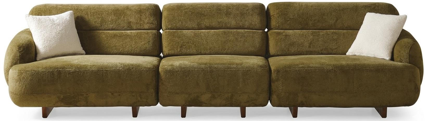 4Sitzer-Ecksofa Grün Moderner Stil Weiche Armlehnen Ausklappbar Modular
