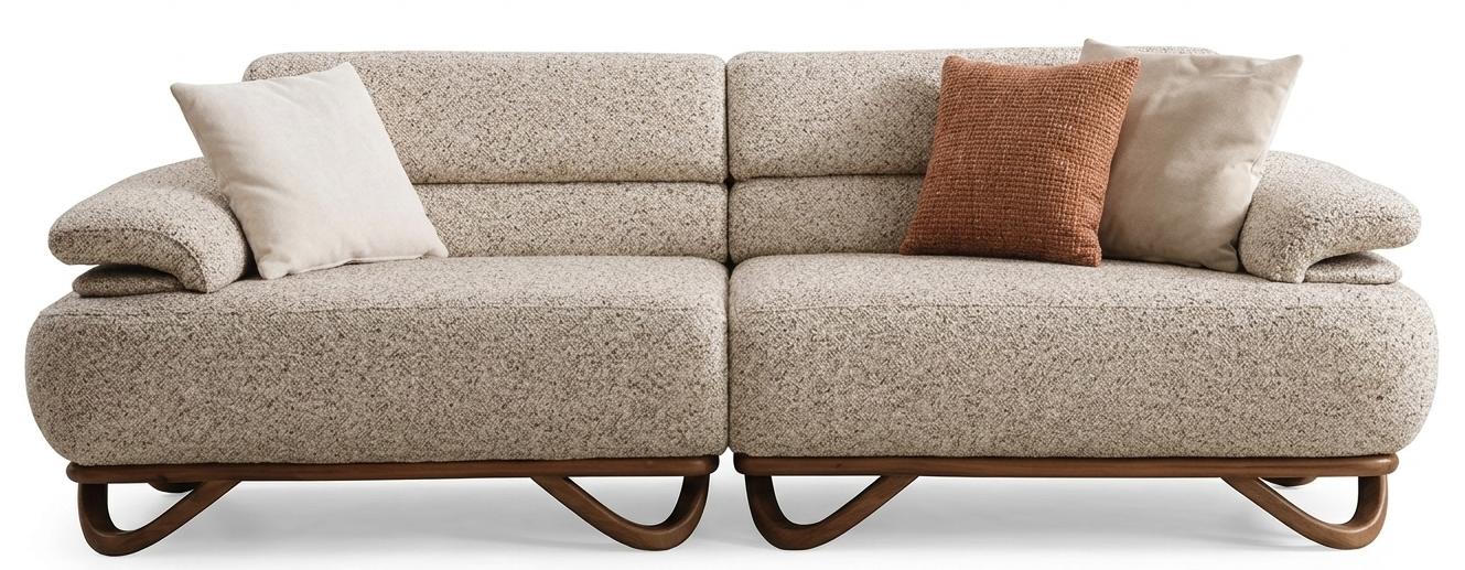 Sofa Beige Farbe Moderner Stil Weiche Armlehnen Holzrahmen Modular Neu