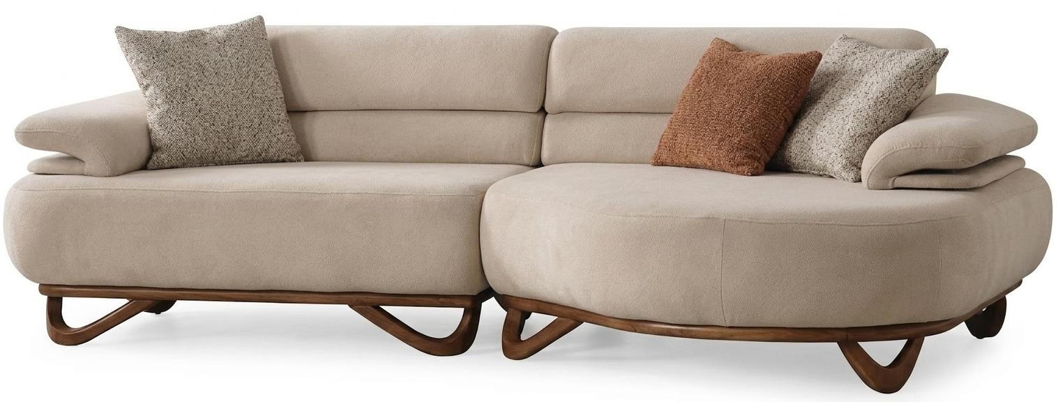 Sofa Moderner Stil Beige Farbe Weiche Armlehnen Holzrahmen Modular Neu