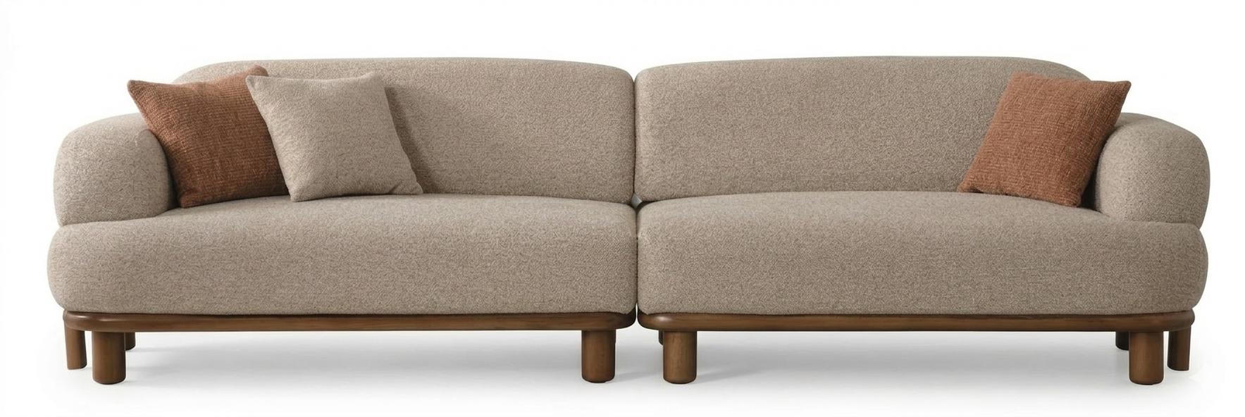 Sofa Moderner Stil Beige Farbe Holzrahmen Modular Weiche Armlehnen Neu