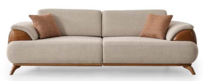 3-Sitzer-Sofa Beige Farbe Moderner Stil Modular Weiche Armlehnen Neu