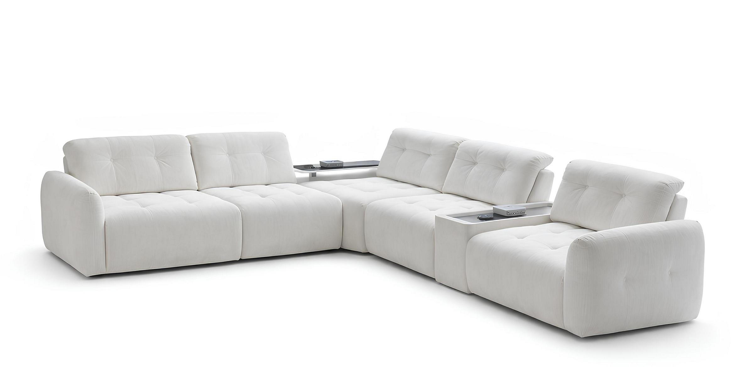 Ecksofa Weiß Farbe Moderner Stil Weiche Armlehnen Beistelltisch Neu