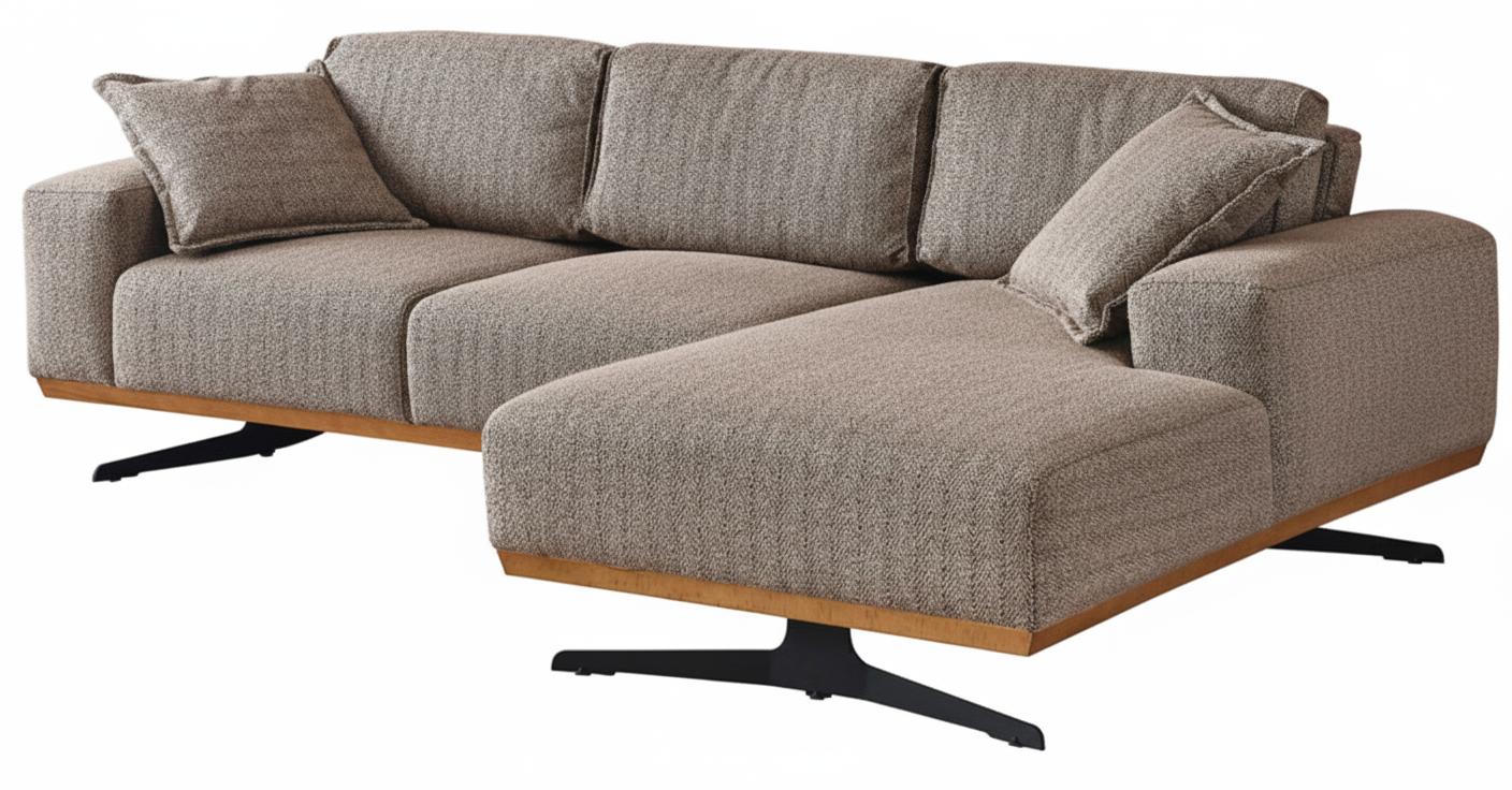 Ecksofa, moderner Stil Beige Weiche Polsterung Minimalistisches Design
