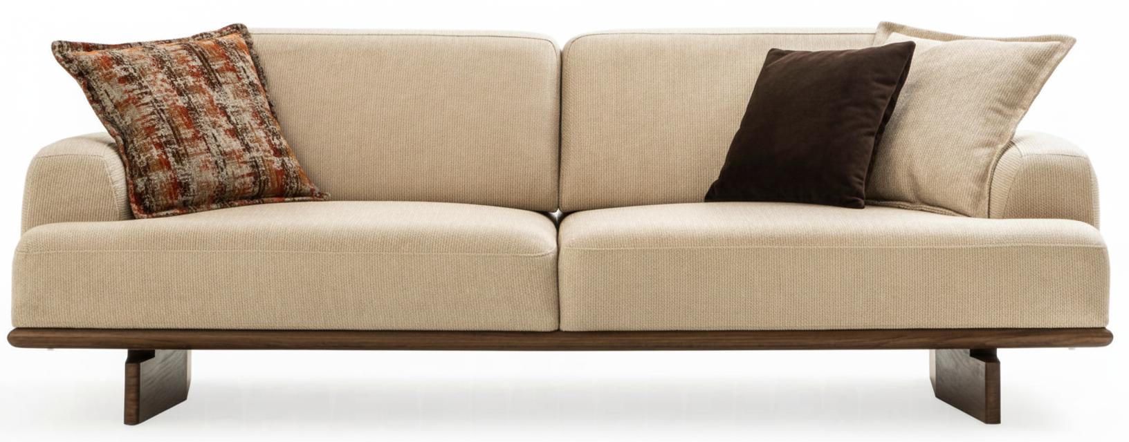 3-Sitzer Sofa Moderner Stil Beige Weiche Polsterung Elegantes Design