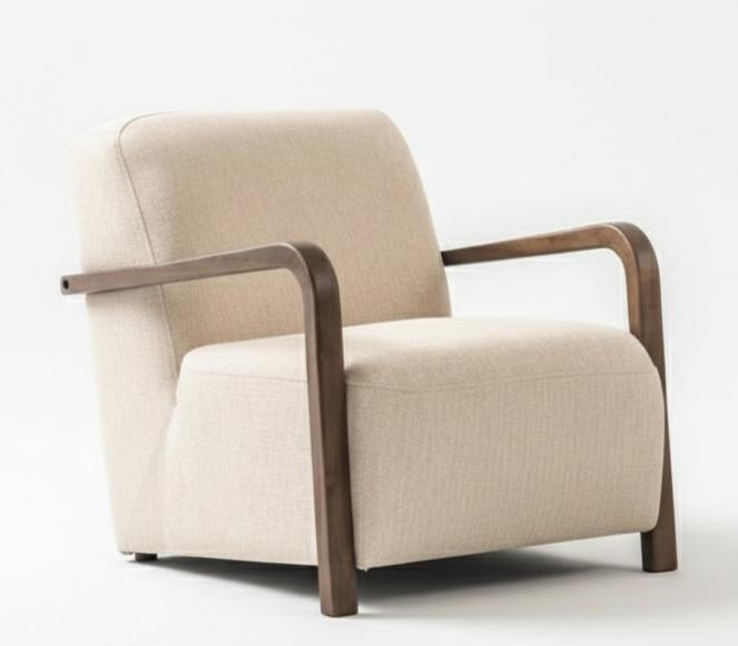 Sessel Moderner Stil Beige Farbe Holzrahmen Minimalistisches Design