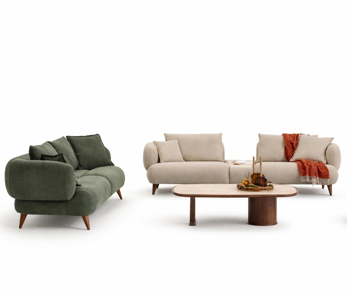 Wohnzimmer Set Moderner Stil Beige Farbe Holzrahmen Elegantes Design
