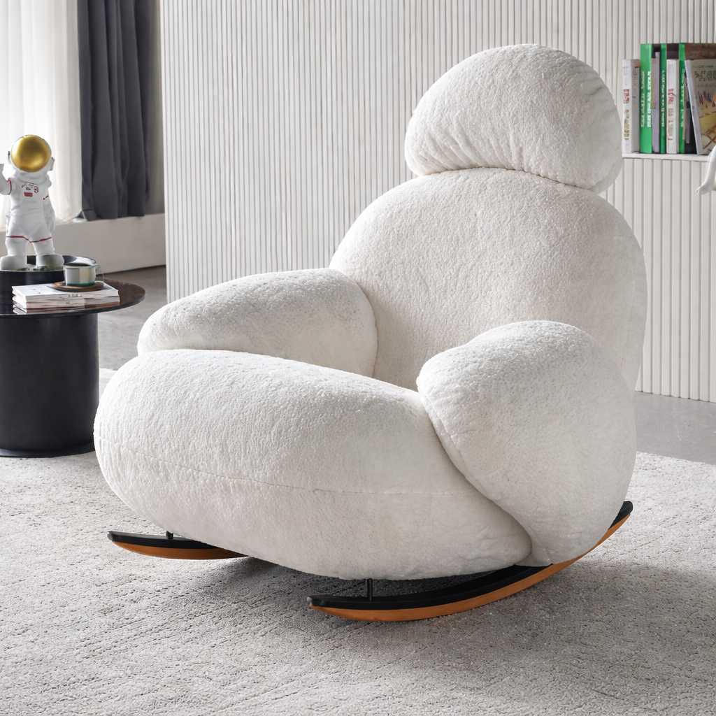 Weißes Schaukelstuhl Design Luxuriös Möbel Wohnzimmer Modernes Sessel