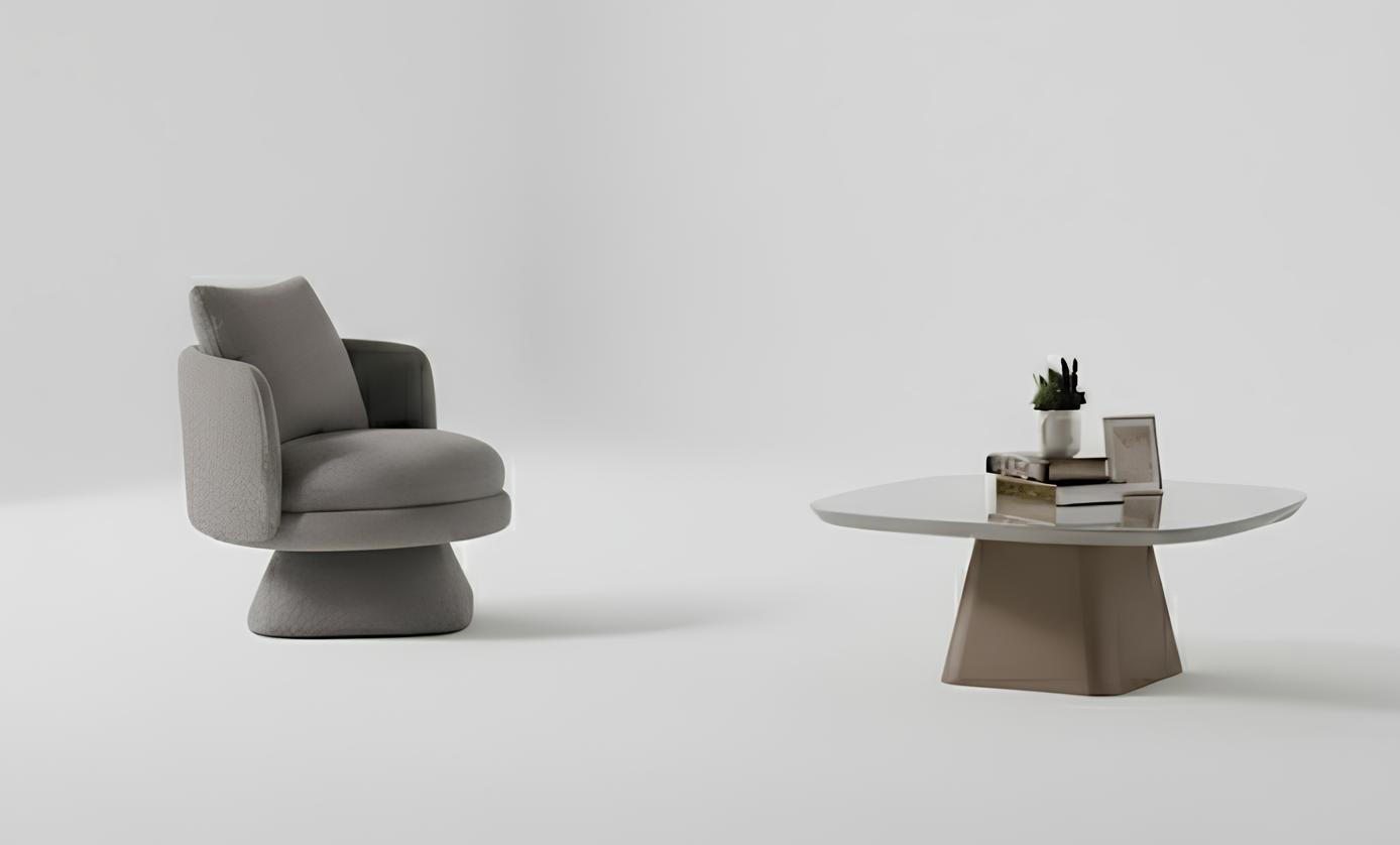 Wohnzimmer-Set Sessel Couchtisch Weiß Farbe Moderner Stil Glasplatte