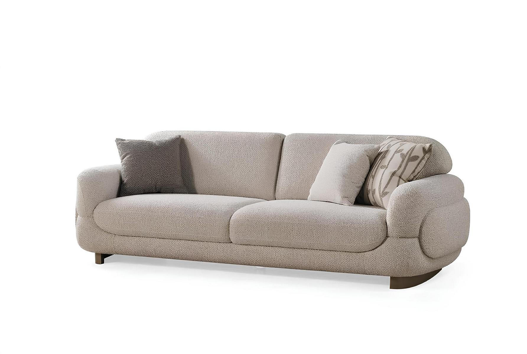 Sofa 3-Sitzer Weiß Farbe Moderner Stil Holzrahmen Weiche Armlehne Neu