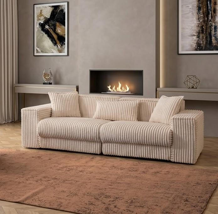 Zweisitzer Sofa Moderner Stil Weiß Holzgestell Komfortabel Entspannend