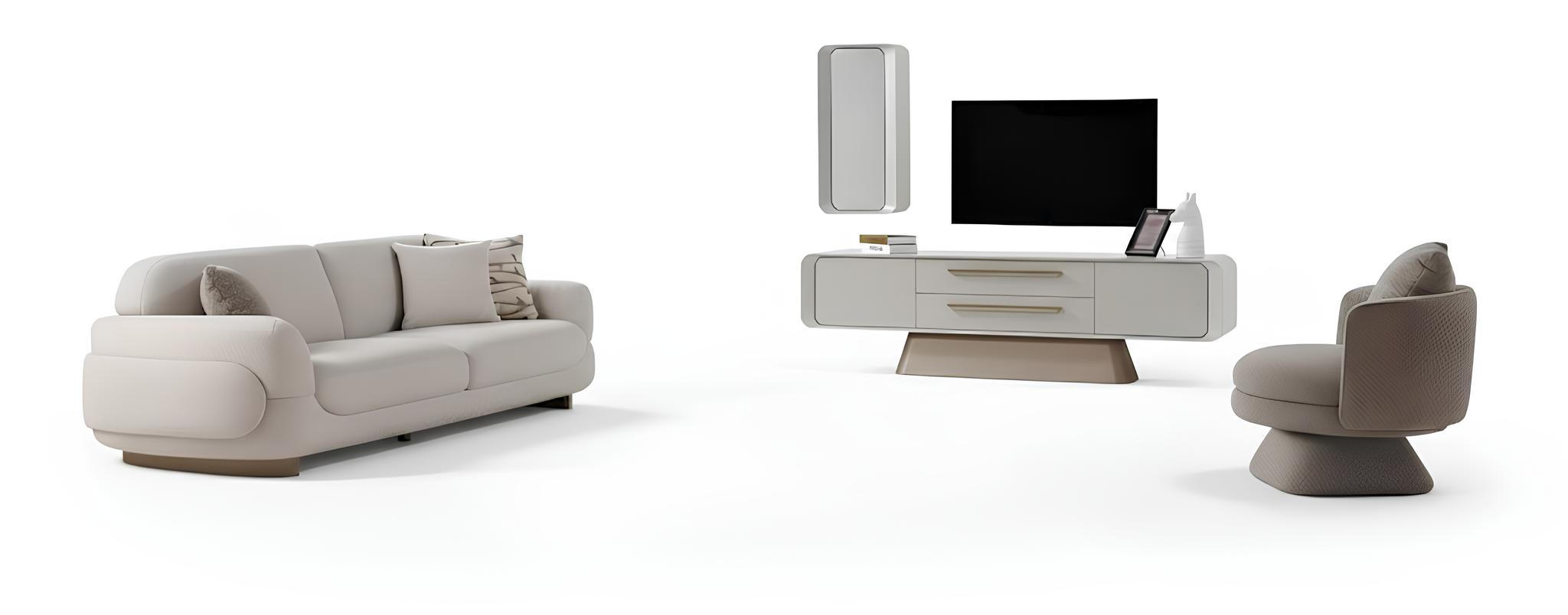 Wohnzimmer-Set Sofa Sessel Unterer Block Oberer Block Weiß Grau Farbe