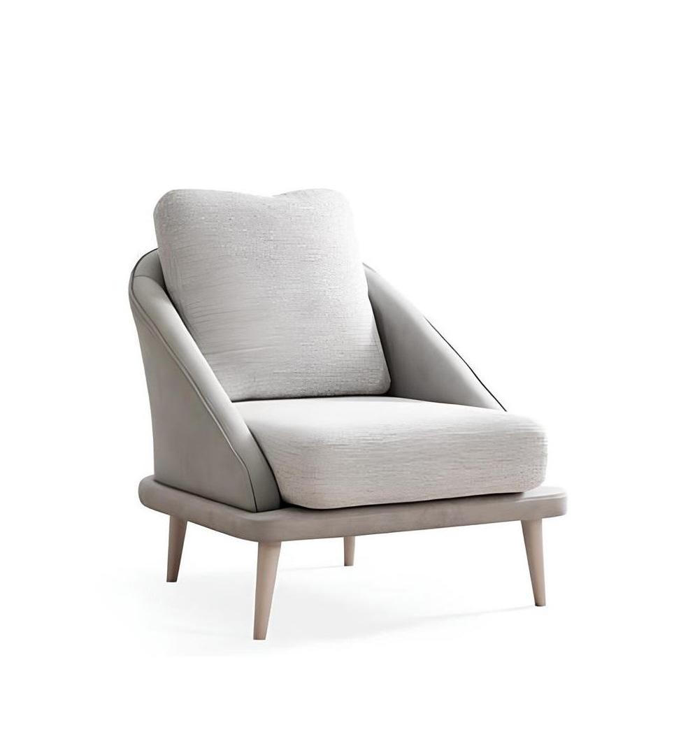 Sessel Weiß Farbe Moderner Stil Holzrahmen Holzbeine Weicher Sessel