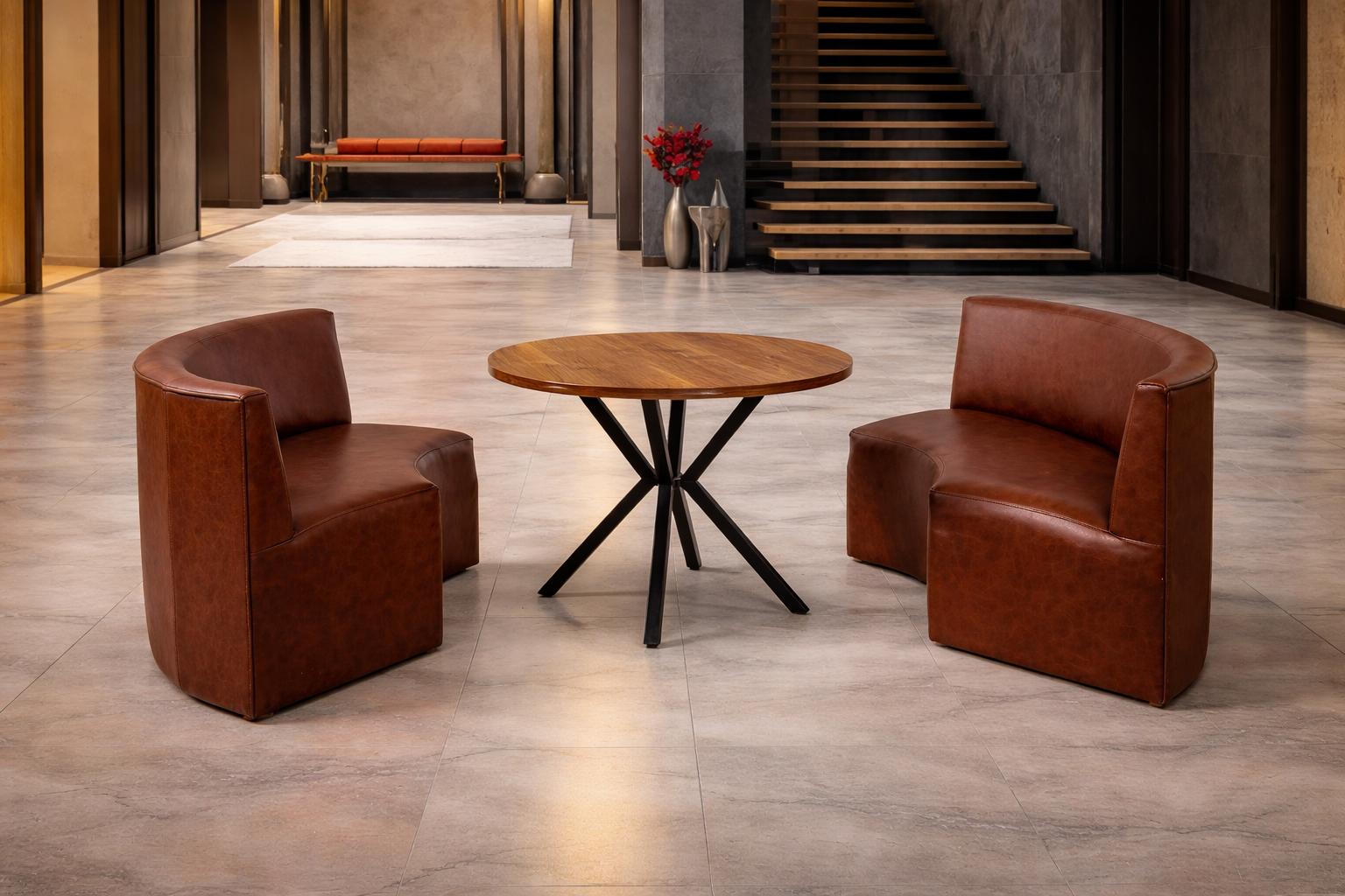 Tisch 2x 2 Sitzer Sofa Esszimmer Stil modern Farbe braun neu bequem