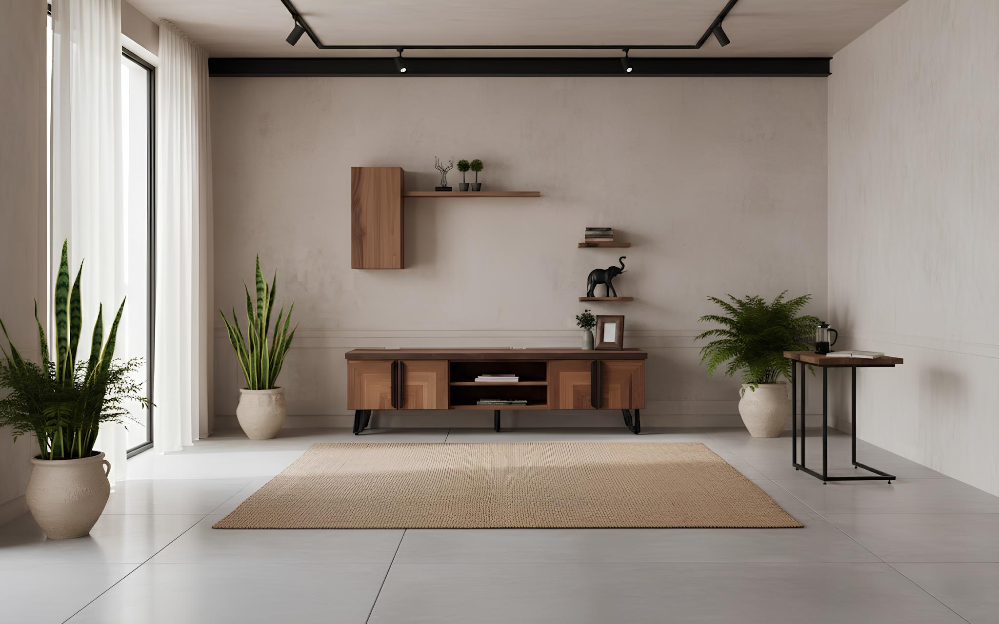 TV-Board Beistelltisch Wohnzimmer Stil modern Farbe braun neu Holz