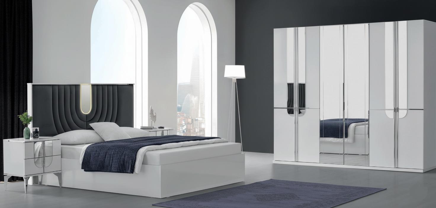 4-tlg. Schlafzimmer-Set mit Bett, Nachttischen & Kleiderschrank
