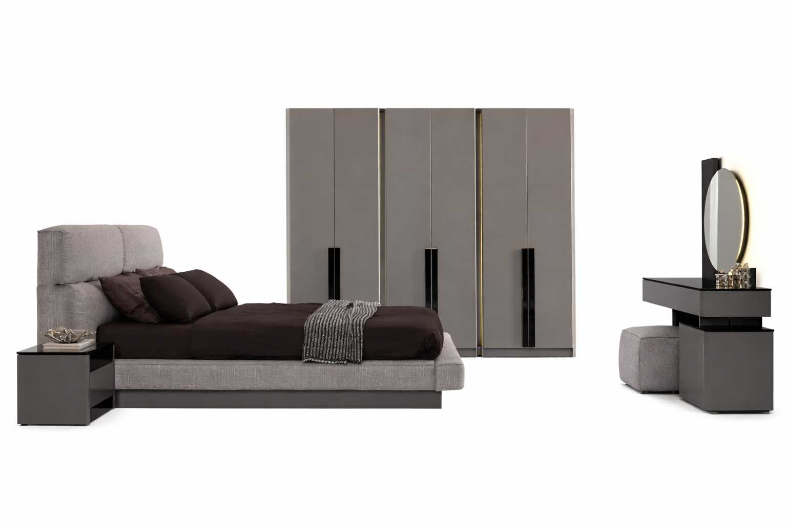 Designer Schlafzimmer Komplettes Bett+Nachttische Moderner Schrank  Set 7tlg