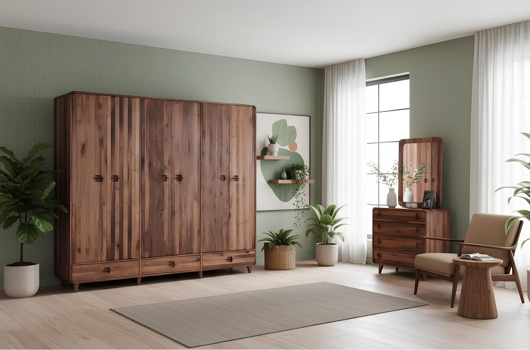 Kleiderschrank Schminktisch Schlafzimmer Stil modern Farbe braun neu Holz