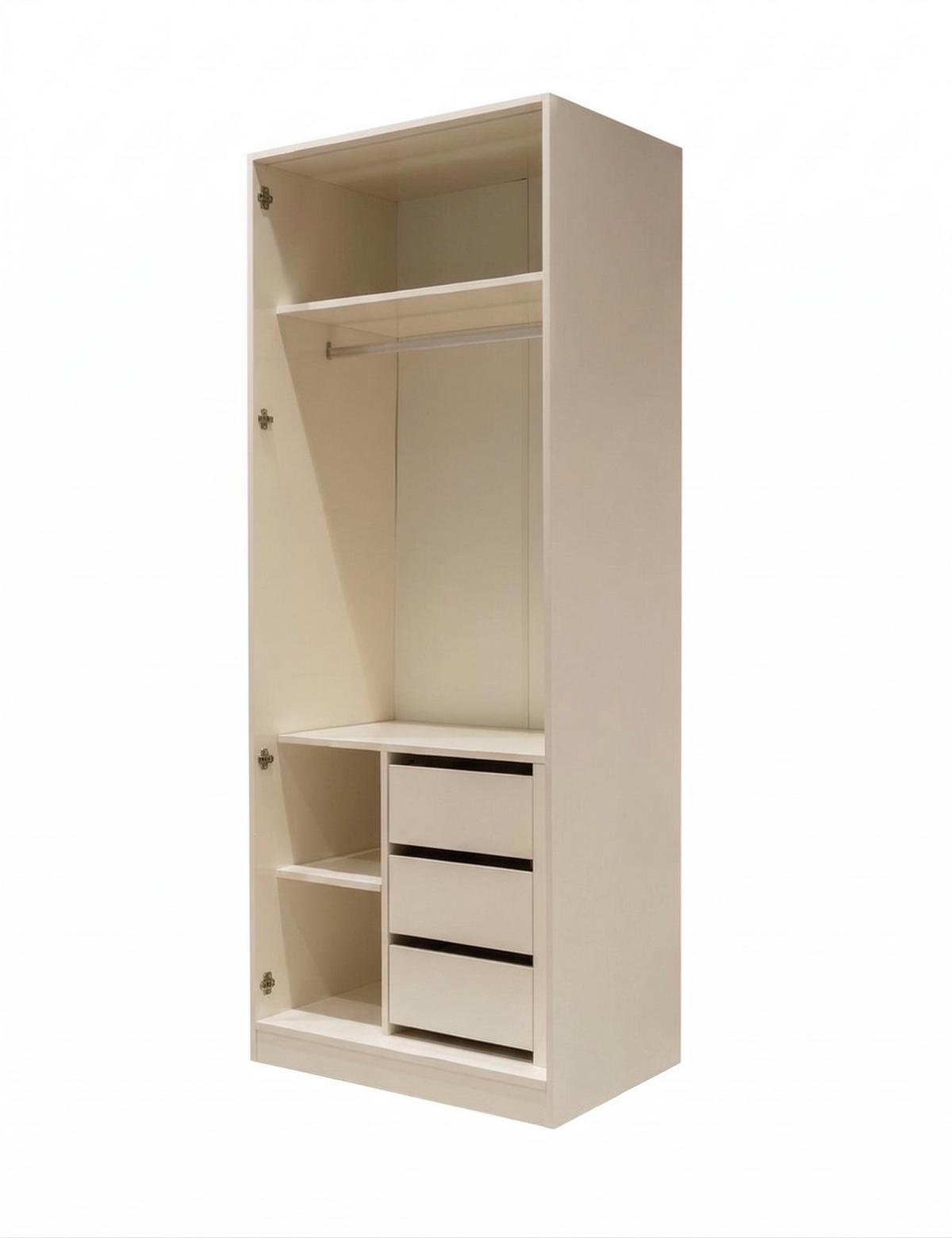 2turiger  Kleiderschrank mit Schubladen Beige Moderner Stil Funktional