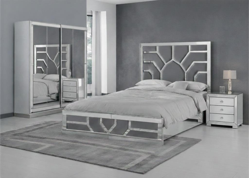 Elegantes 4-teiliges Schlafzimmer-Set mit Bett, Schrank & Tisch