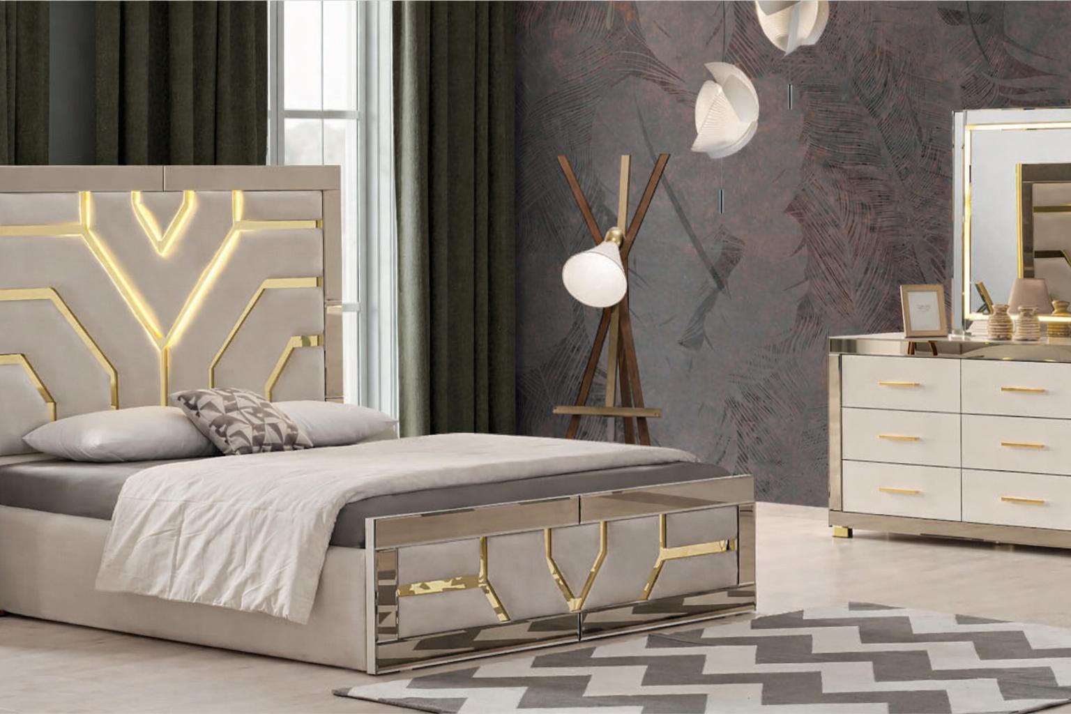 Schlafzimmer -Set 2-tlg. – Bett & Schminktisch im modernen Stil